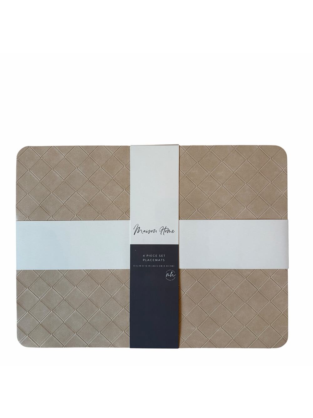 Faux Leather Reversible Placemats 13x18 Set of 4 BEIGE by Maison Home New